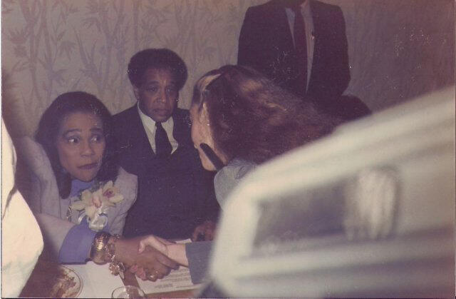 Graciela shaking hands with the late Coretta Scott King.